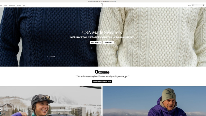 Ibex merino apparel storefront — desktop preview (ibex.com)
