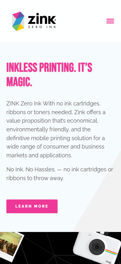 ZINK storefront — mobile preview